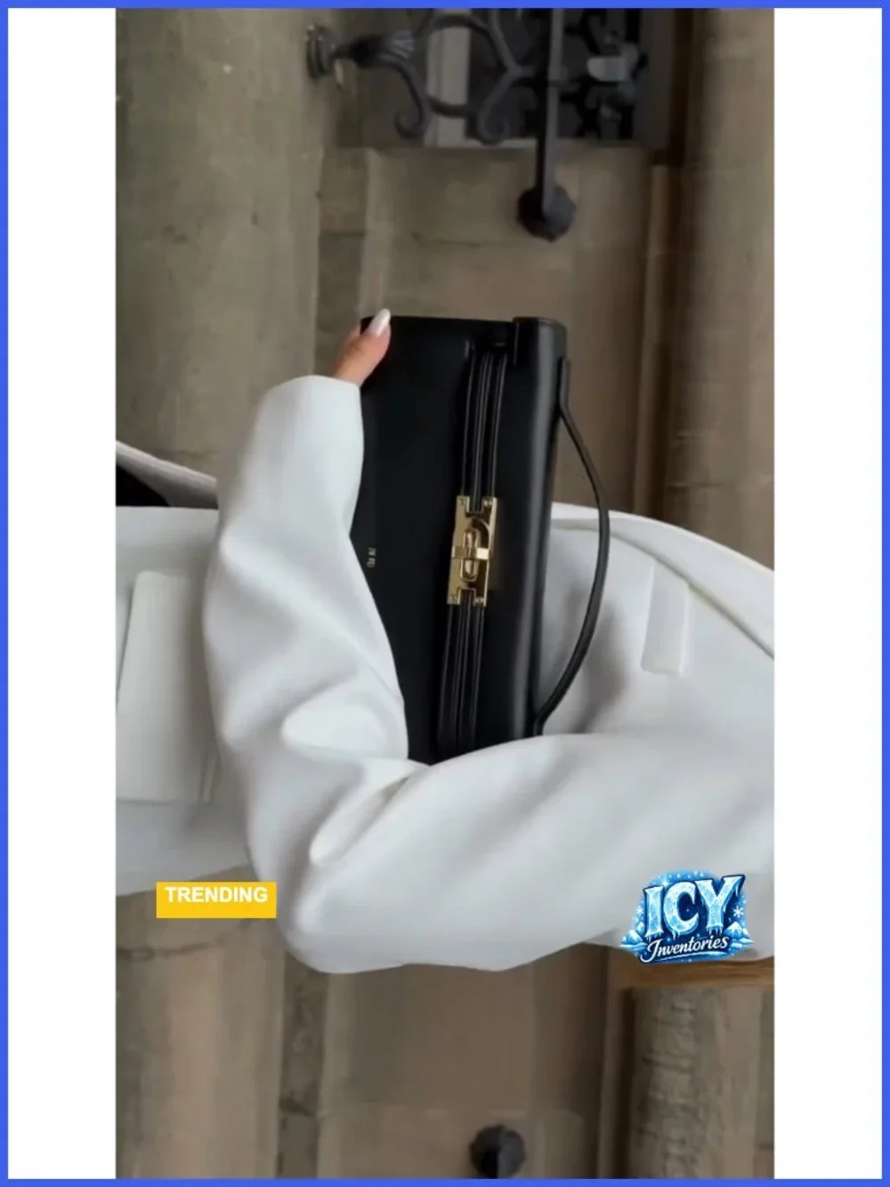 Structured Top Handle Satchel Bag Vegan Leather Crossbody Gold Hardware